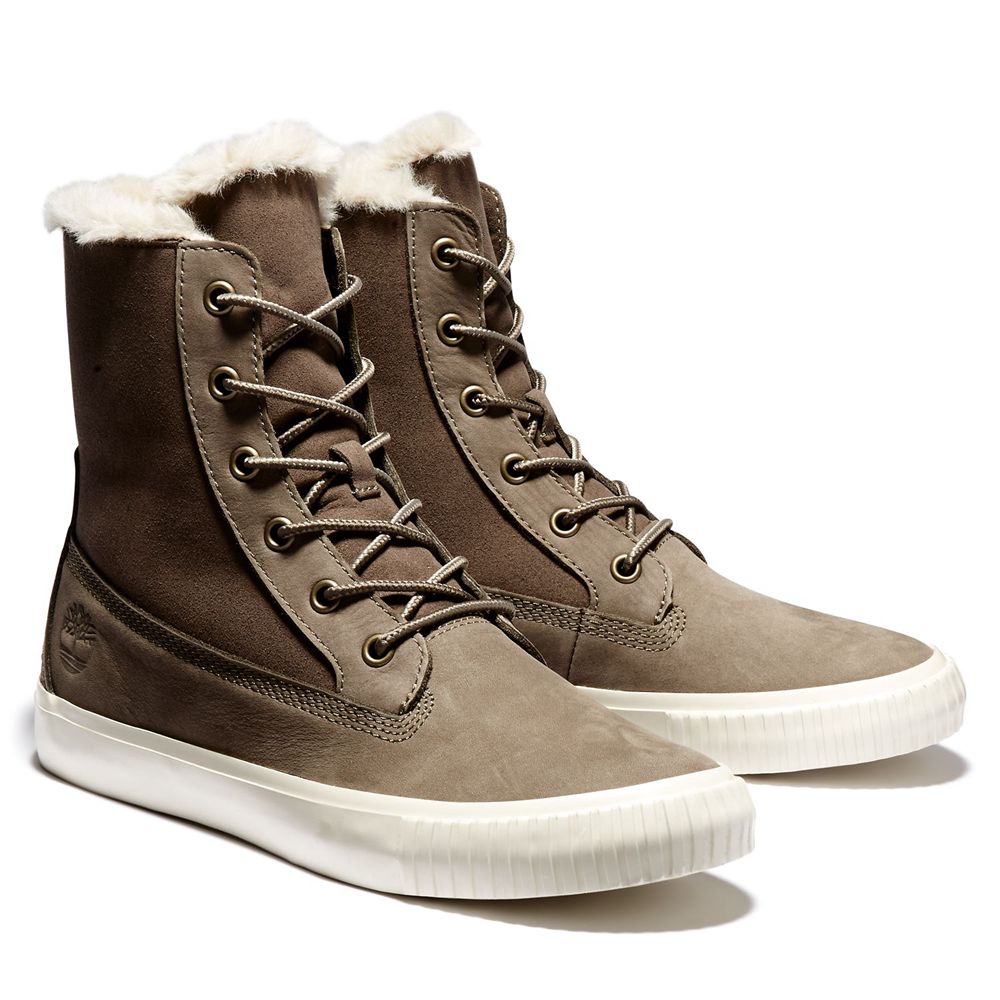 Botas de Nieve Timberland Mujer Skyla Bay Fleece Fold-Down Verde Oliva - Chile NAL-178325